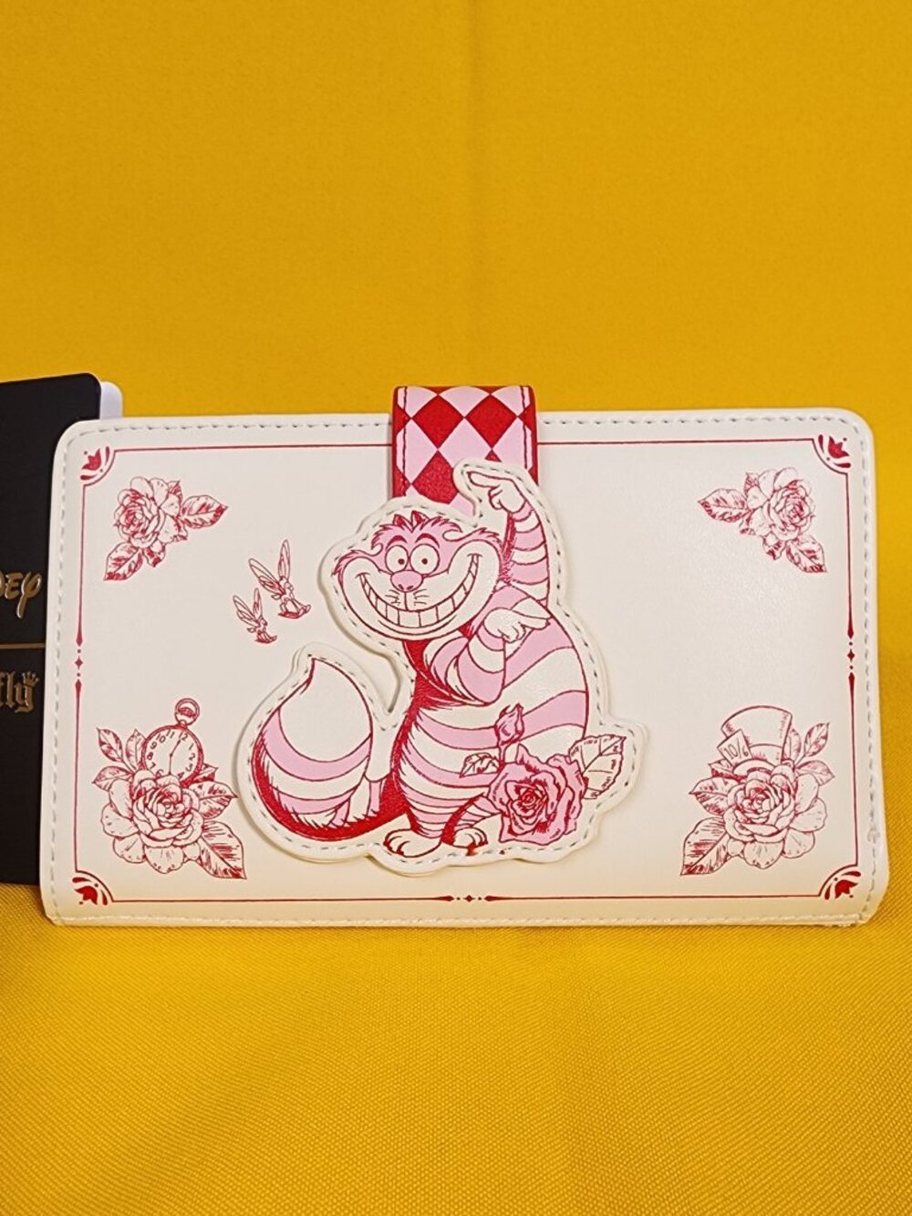 Loungefly Disney Alice in Wonderland Tonal Cheshire Cat Floral Flap Wallet NEW